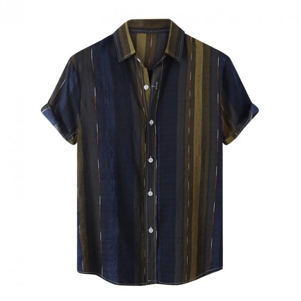 Vacation Striped Shirts Casual Short